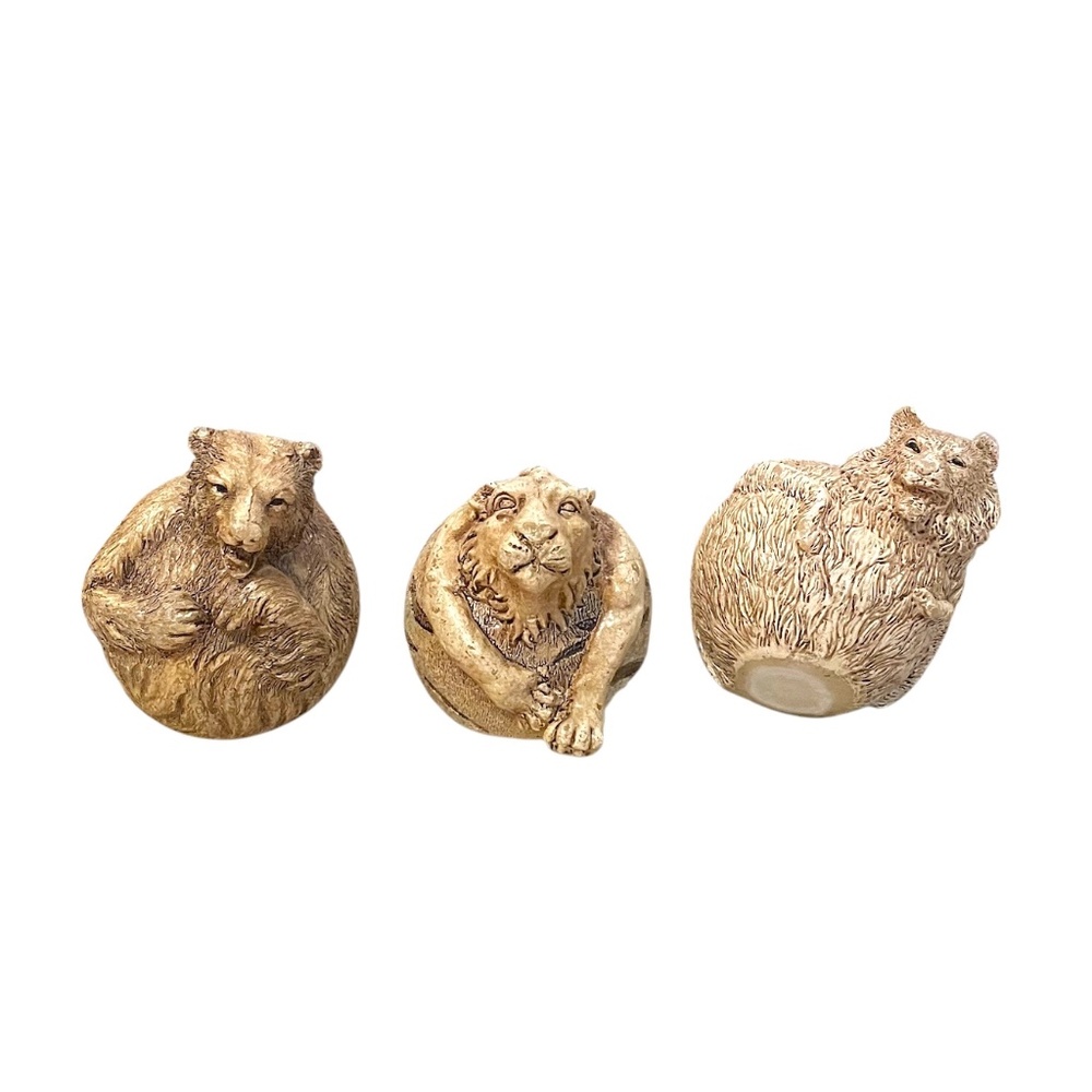 Sculpted Grizzly Bear, Lion Tan & Black Stripes Carved Wax African Safari Candle